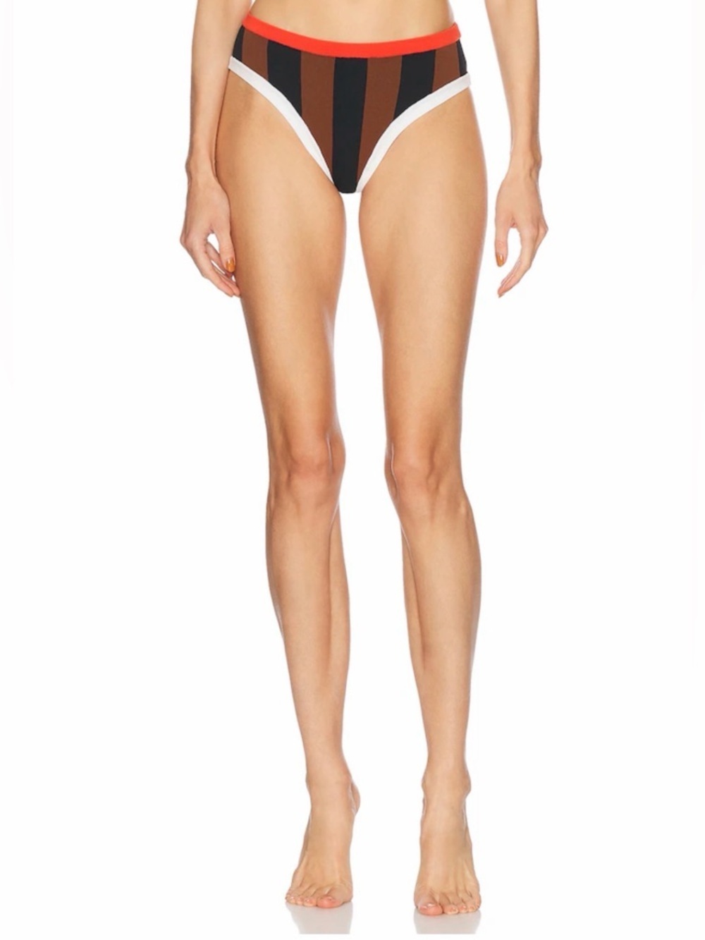 TROPIC OF C La Plage Bikini Bottom Black Brown Striped Red NWT - Picture 5 of 6